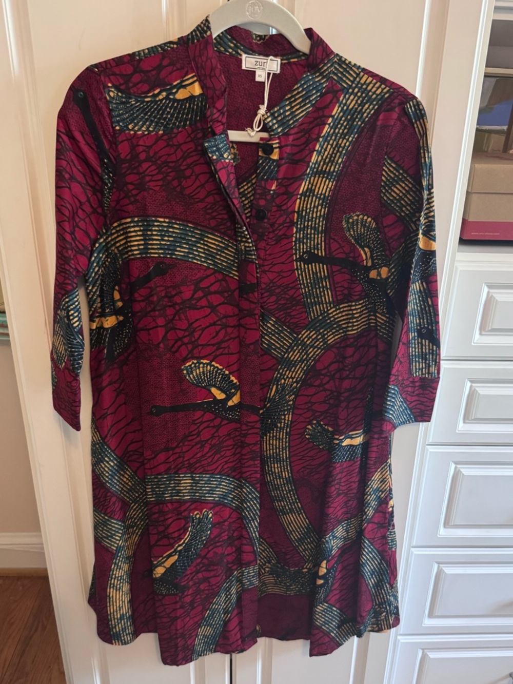 Zuri dress, batik crane pattern, new condition, XS